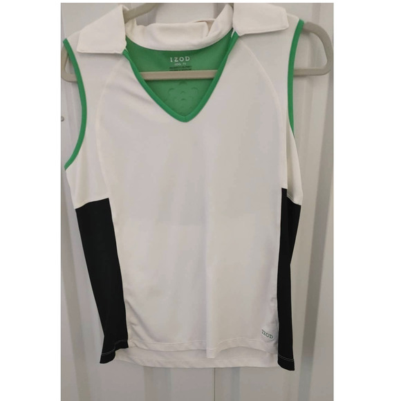 Izod Cool FX Golf Top Vneck Polo Sleeveless Medium Vented - Picture 1 of 4